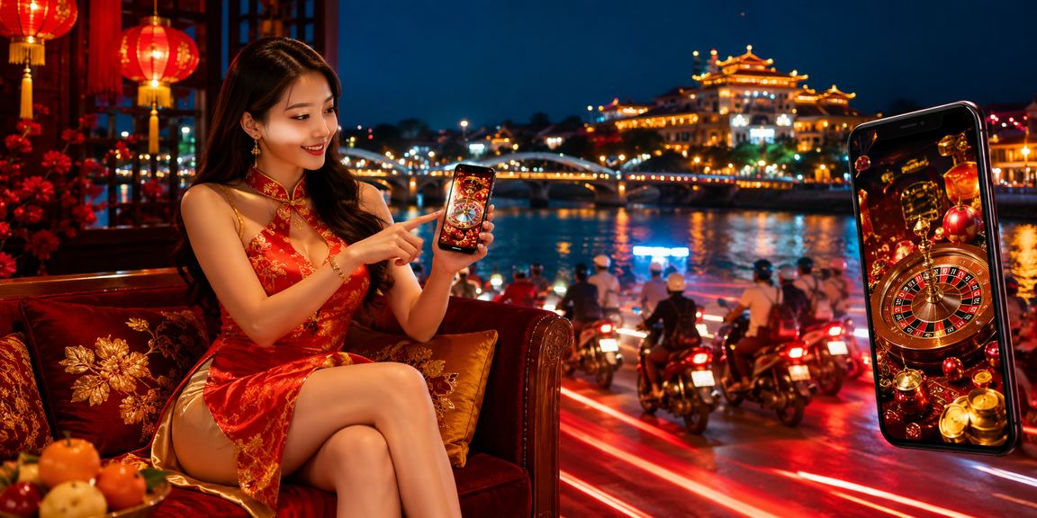 Không khí sôi động tại sảnh casino betting Việt Nam với đèn neon rực rỡ